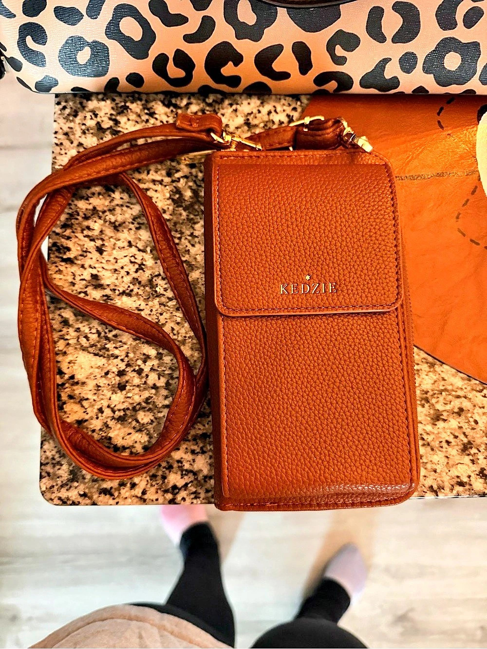 Kipling Brown Zip-Around Crossbody Wallet